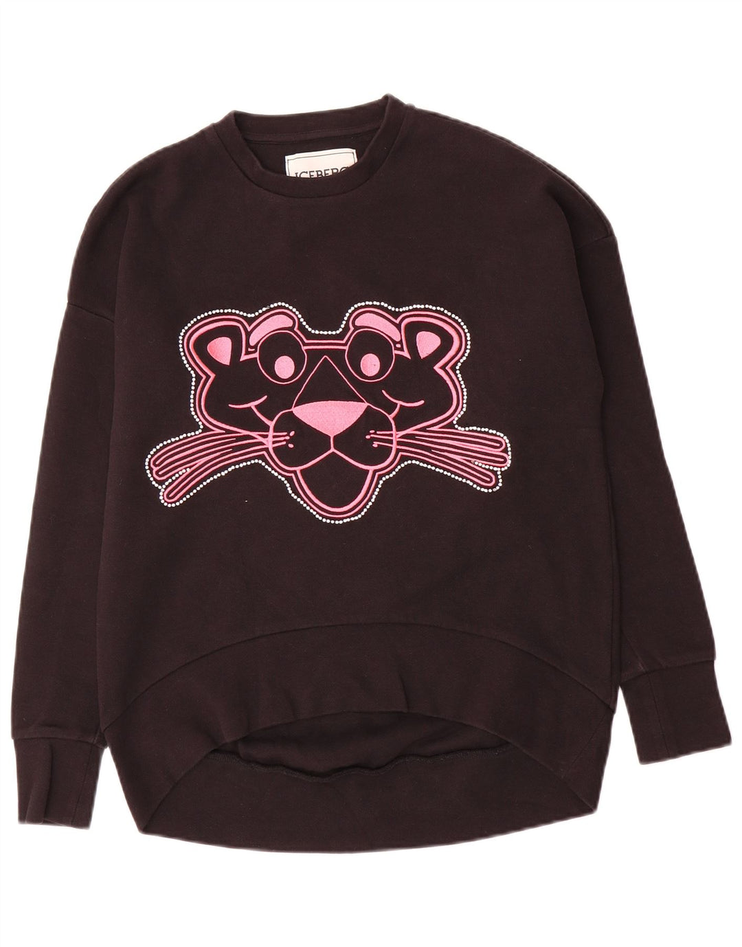 Iceberg Womens Pink Panther Graphic Sweatshirt Jumper IT 40 Small Black