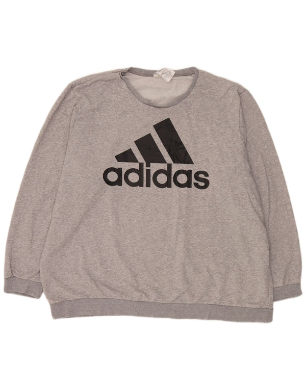 Мужской свитшот Adidas с рисунком 3XL, серый хлопок с крапинками