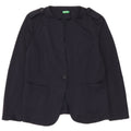 Benetton Womens Military 1-knaps blazerjakke UK 14 Large Navy Blue