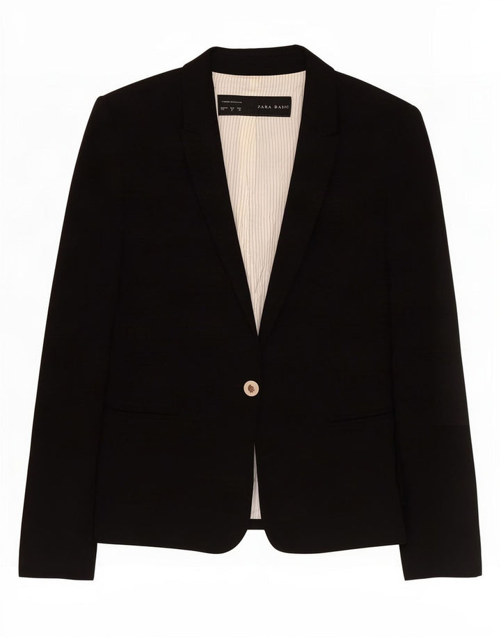 Sacou blazer pentru femei Zara, cu 1 nasture, UK 8, mic, negru, acetat