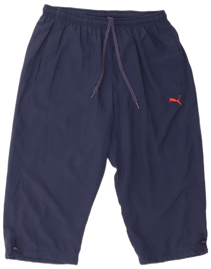 PUMA Mens Graphic Bermuda Sport Shorts XL Navy Blue Polyester
