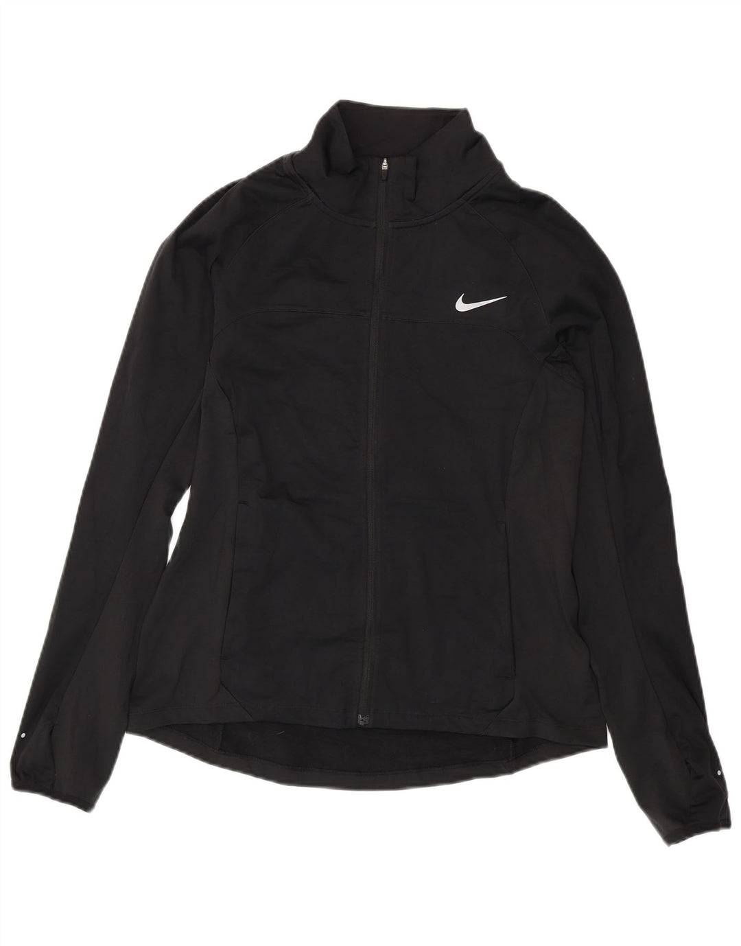 NIKE Womens Tracksuit Top Jacket UK 14 Medium Black Polyester