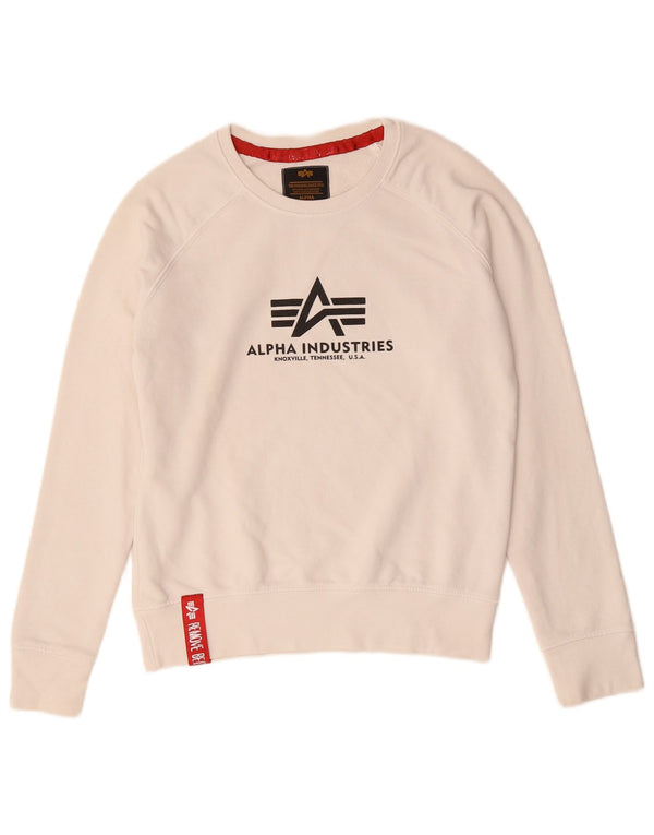 ALPHA INDUSTRIES Felpa grafica da uomo Maglione XS Bianco