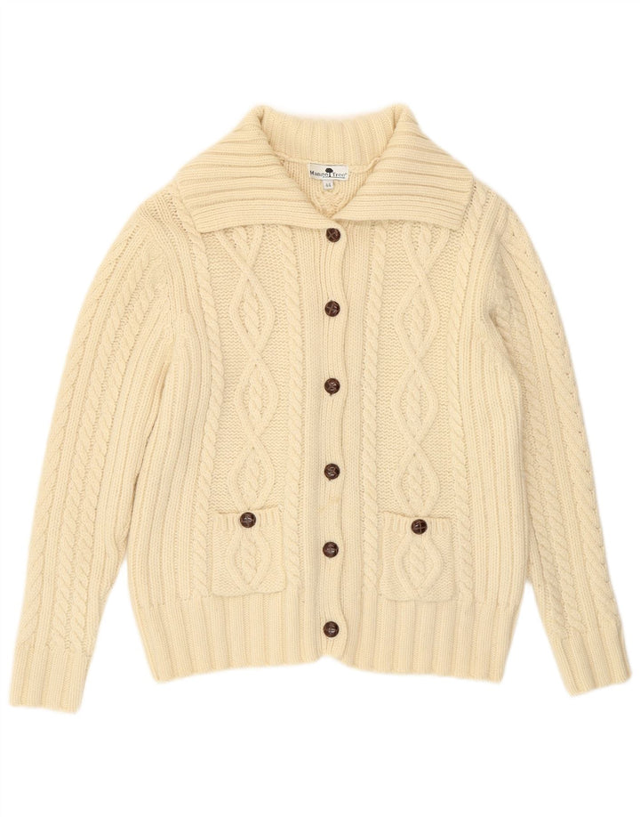 Vintage Damen Cardigan Pullover IT 44 Medium Off White Wolle