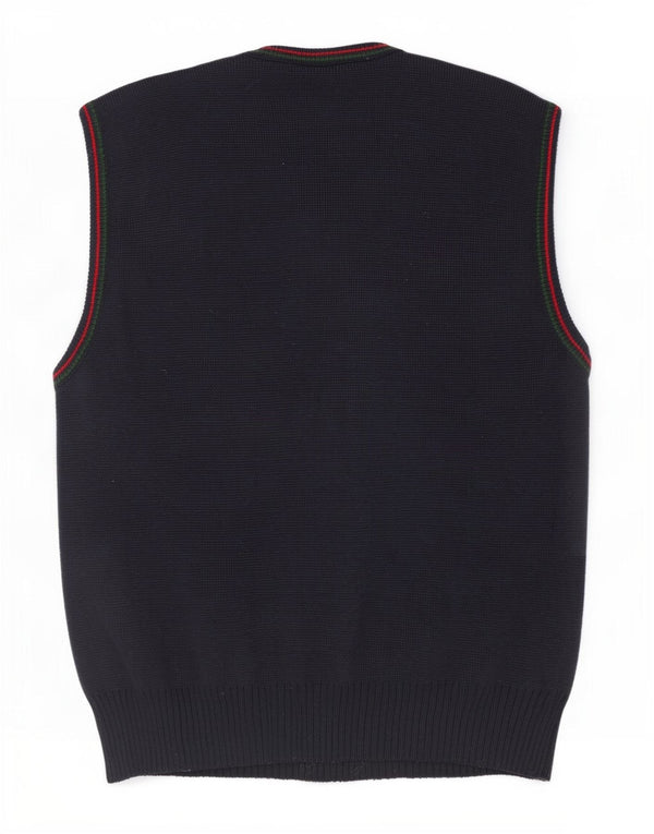 vintage Mens Graphic Vest Débardeur Petit Bleu Marine Argyle/Diamant