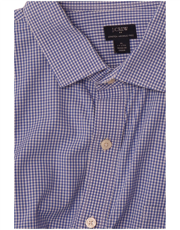 J. Crew Mens Stretch Shirt Size 17 17/12 XL Blue Gingham