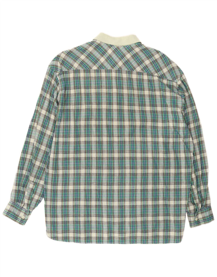 Vintage Herren-Pullover-Hemd aus mittelgrüner Karo-Baumwolle