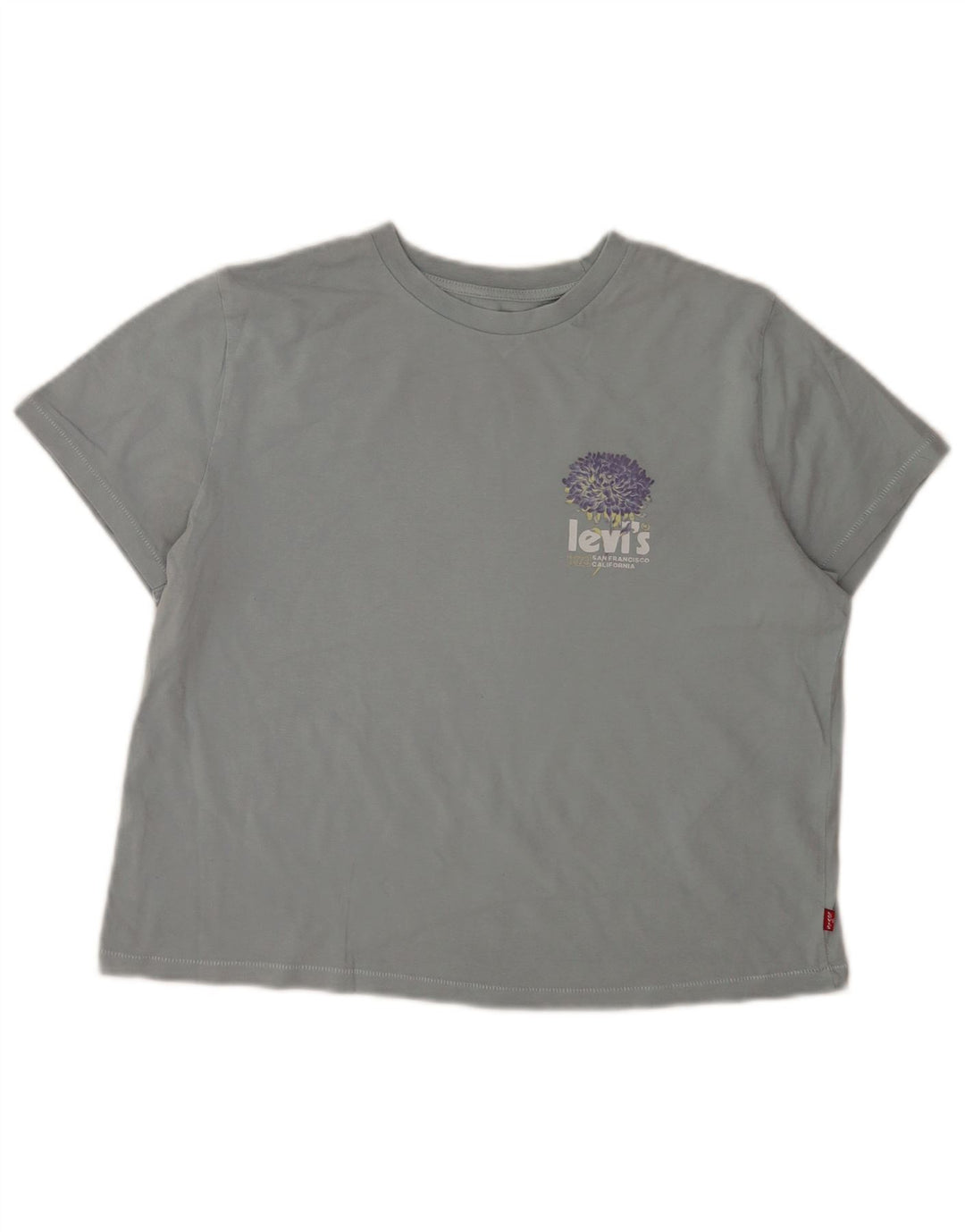 Levi's Womens Crop Graphic T-Shirt Top UK 14 Medium Grey Cotton