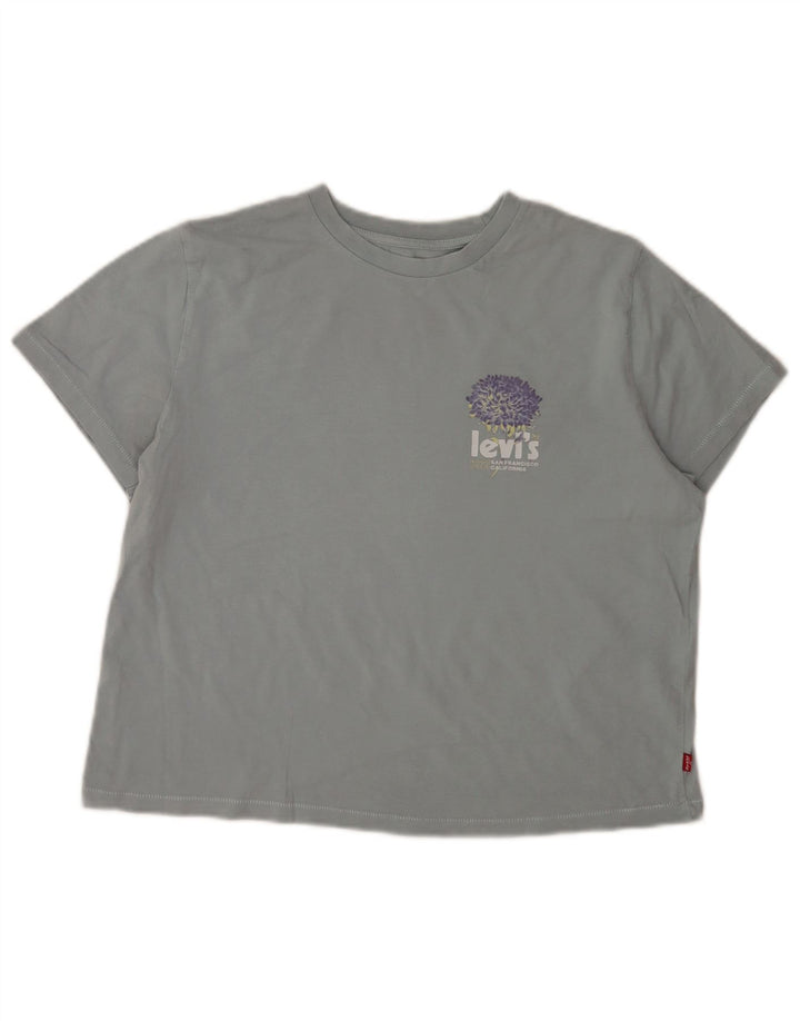 Levi's Womens Crop Graphic T-Shirt Top UK 14 Medium Grey Cotton
