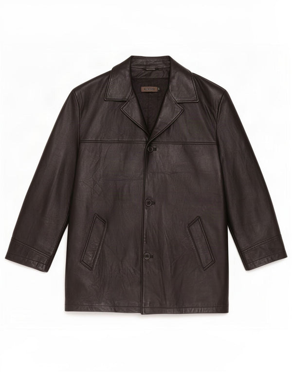 Private Mens Leather Coat IT 52 XL Black