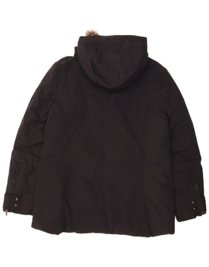 LEE Womens Hooded Padded Jacket UK 16 Large Black Polyester