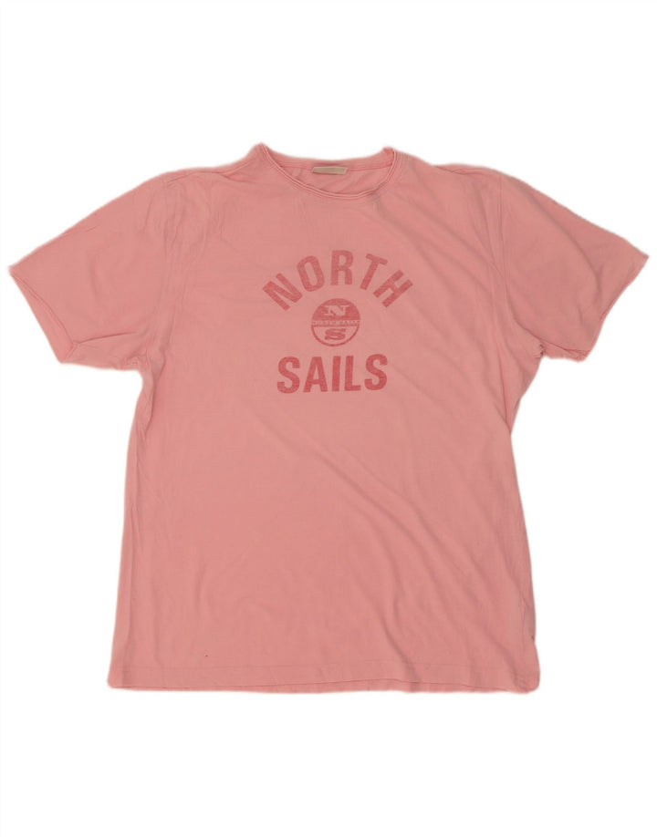 North Sails Mens Graphic T-Shirt Top Large Pink Cotton