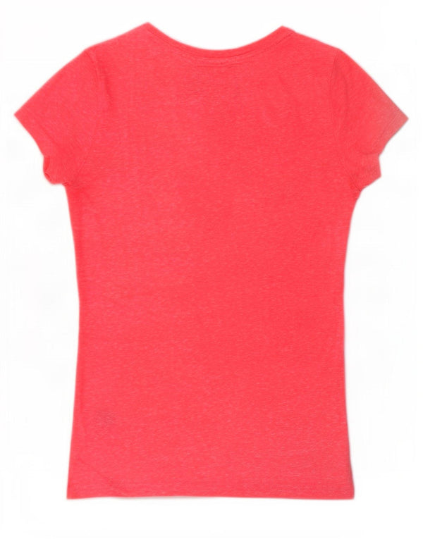 Superdry Womens Graphic T-Shirt Top UK 12 Medium Pink Flecked Polyester