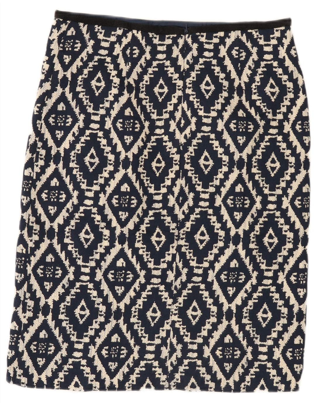 Marks & Spencer Womens Straight Skirt UK 12 Medium 30 Navy Blue Geometric