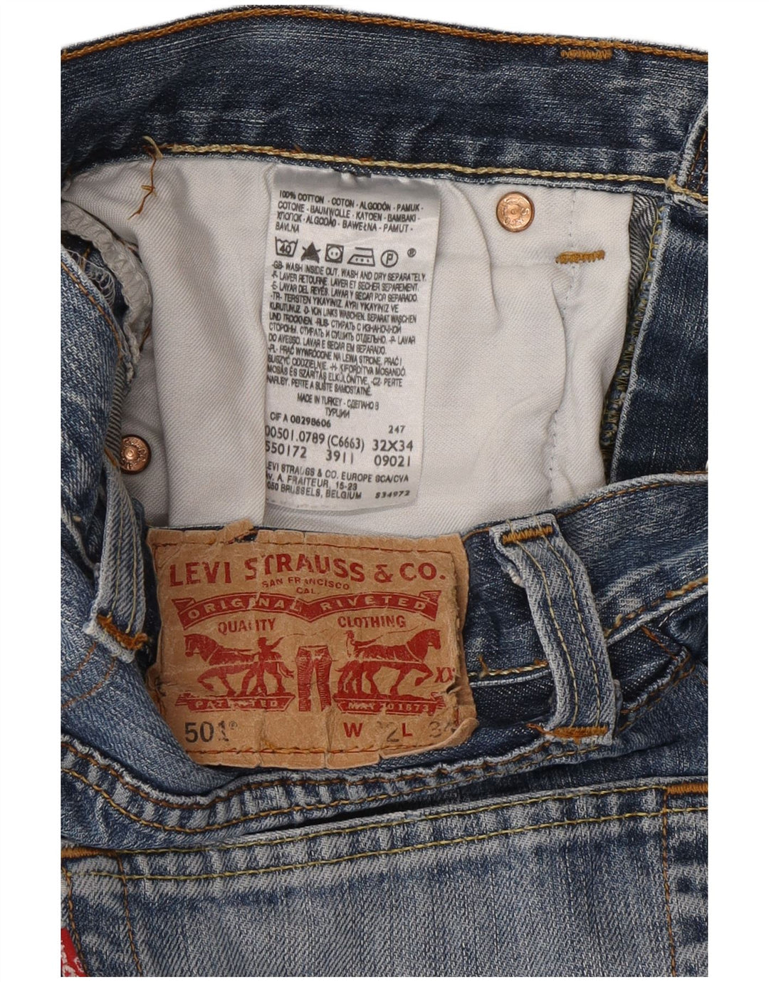 Levi's Womens 501 Denim Shorts W32 Large Blue Cotton