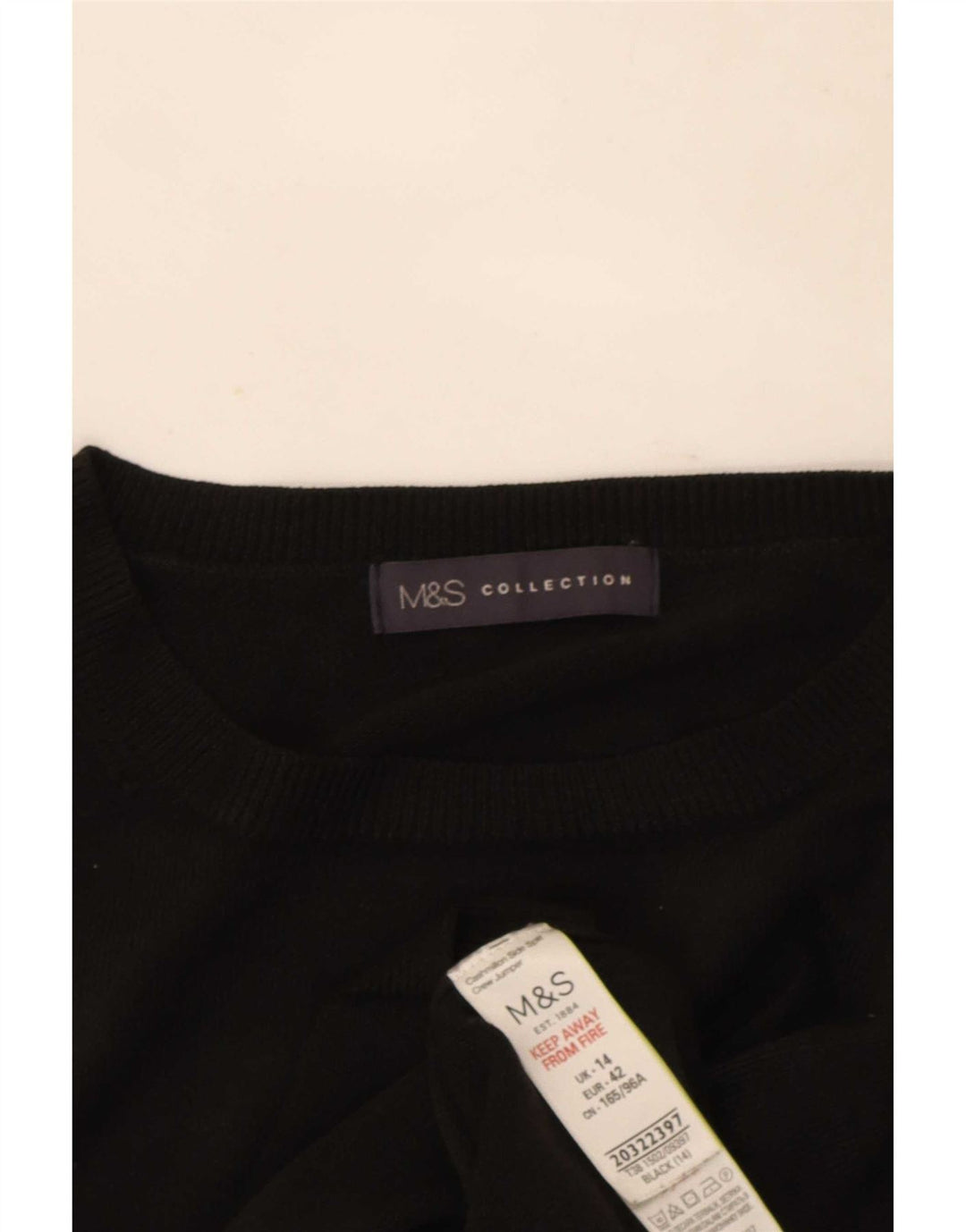 Marks & Spencer Womens Crew Neck Jumper Sweater UK 14 Medium Black Acrylic