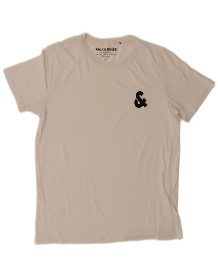 Jack & Jones Mens Graphic T-Shirt Top Large White Cotton