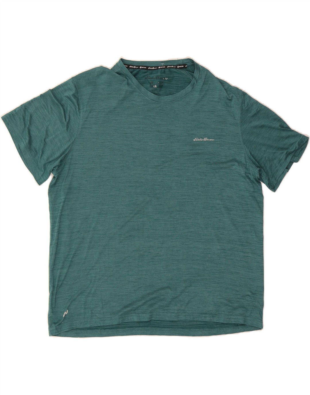 EDDIE BAUER Mens T-Shirt Top Large Blue Flecked Polyester Vintage Eddie Bauer and Second-Hand Eddie Bauer from Messina Hembry 