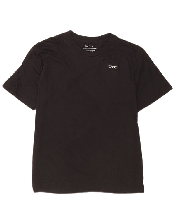 Reebok Mens T-Shirt Top Grande Algodão Preto