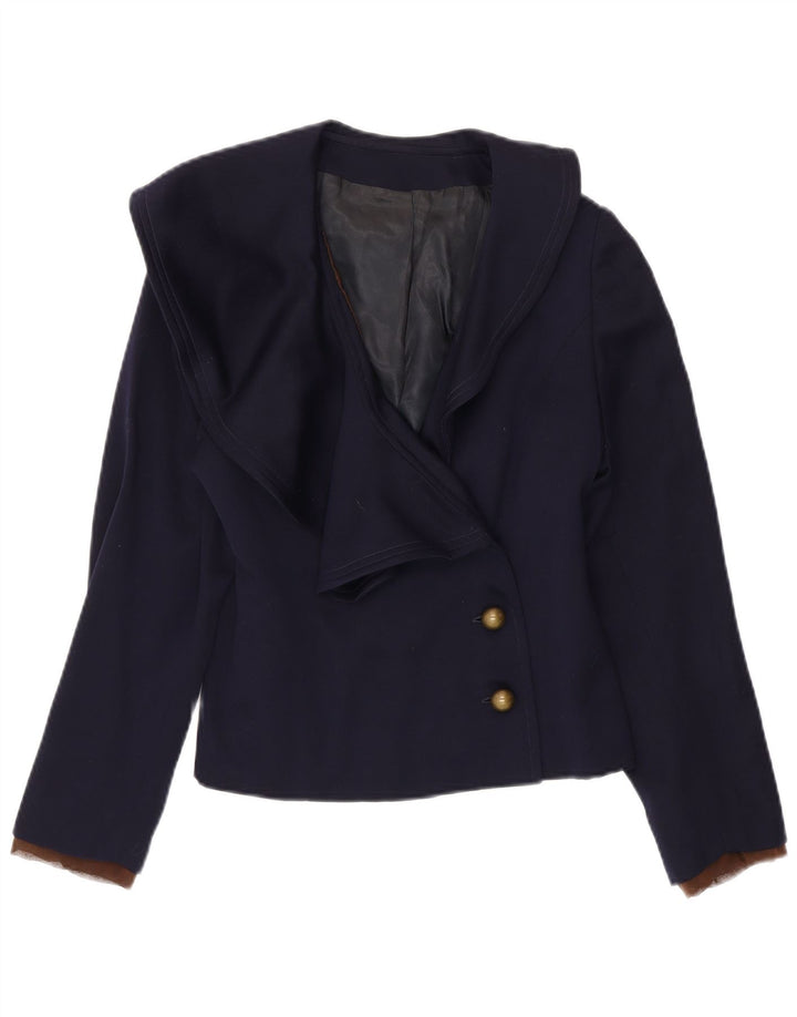 Vintage Dame 2 Button Blazer Jacket UK 10 Small Navy Blue