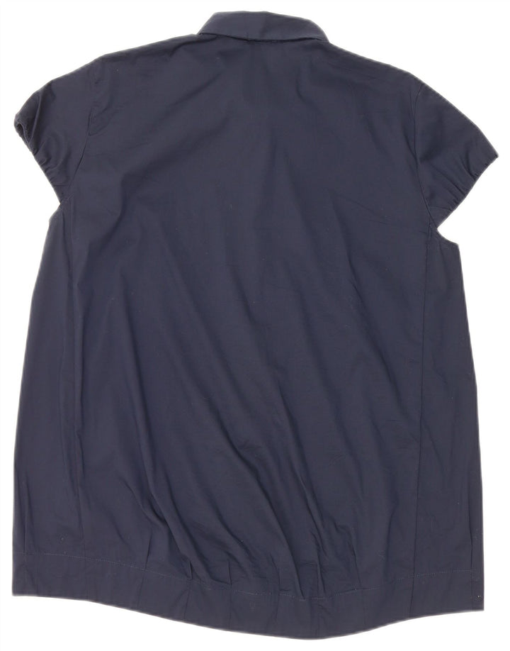 Henry s Womens Short Sleeve Shirt Blouse IT 44 Medium Navy Blue