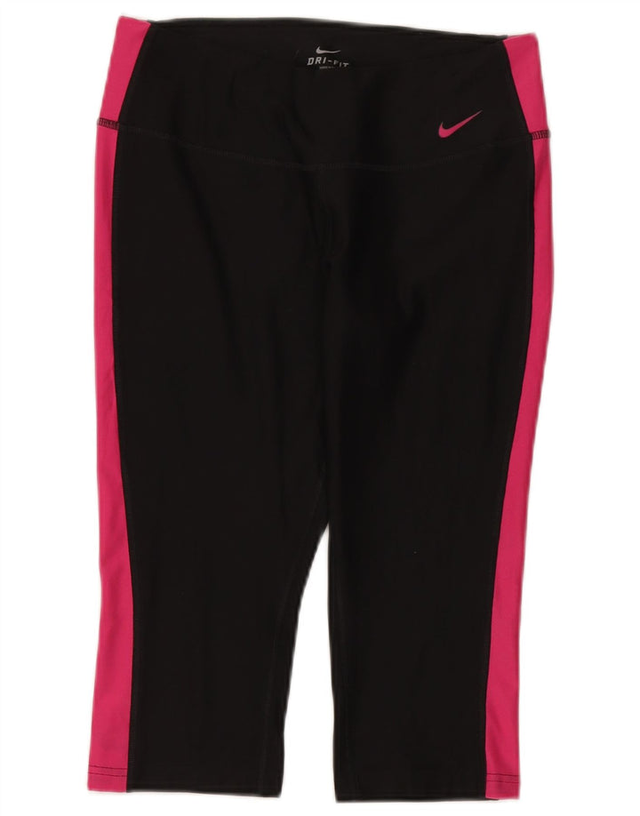 Leggings Nike Dri Fit Capri da donna UK 14 poliestere color block medio nero