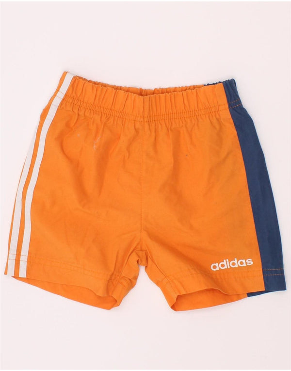 Pantaloni scurți sport grafic pentru bebeluși Adidas 6-9 luni portocaliu colorblock