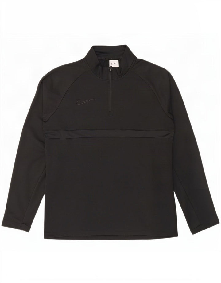 Мужской пуловер с воротником на молнии Nike Dri Fit, спортивный костюм, средний черный полиэстер