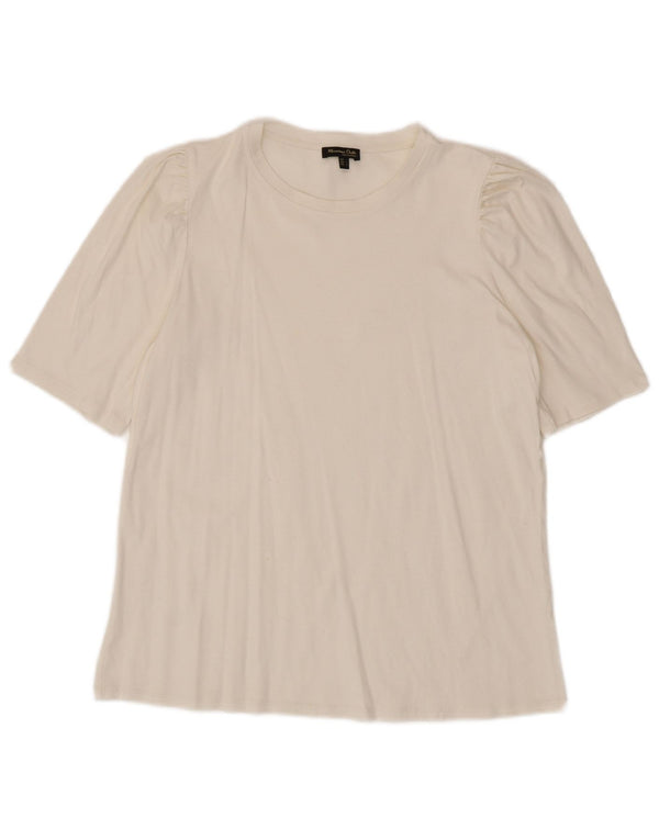 Massimo Dutti Damen T-Shirt Top UK 14 Large Weiß
