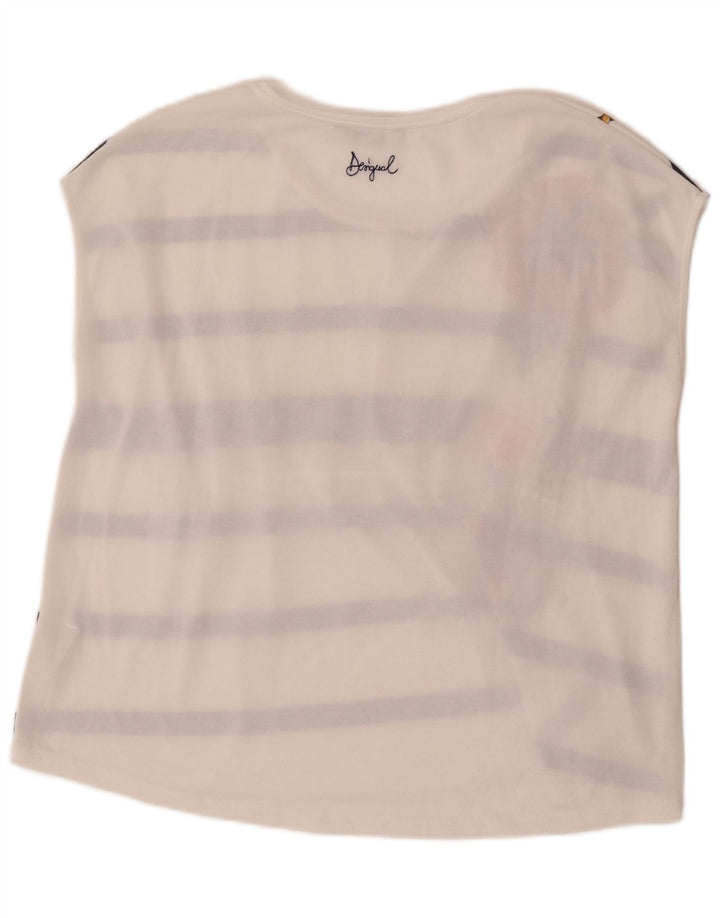 Desigual Womens Oversized Graphic Vest Top UK 10 Small White Floral