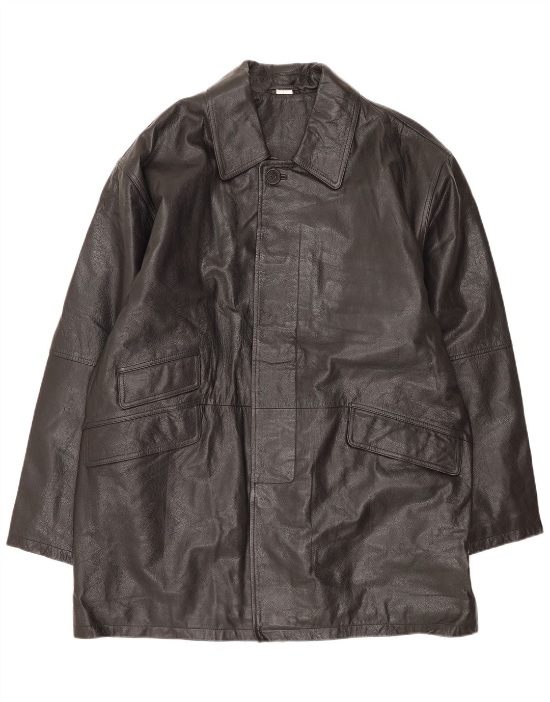 Vintage Mens Leather Coat UK 44/46 XL Black Leather