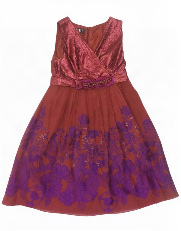 Vintage Womens Sleeveless A-Line Dress EU 40 Medium Brown Floral