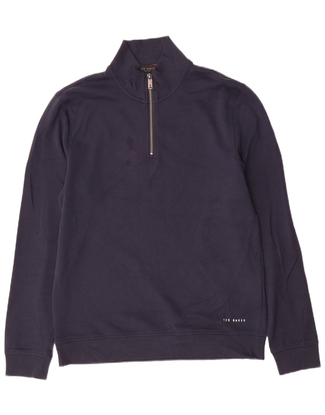 Ted Baker Mens Zip Neck Sweatshirt Jumper Size 3 Medium Navy Blue Cotton