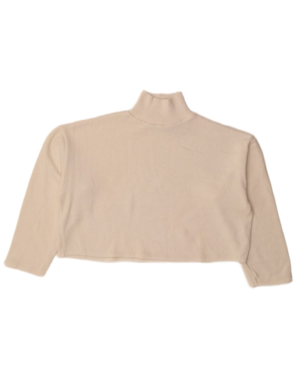 Zara Pull court surdimensionné à col roulé pour femme UK 10 Petit Blanc cassé
