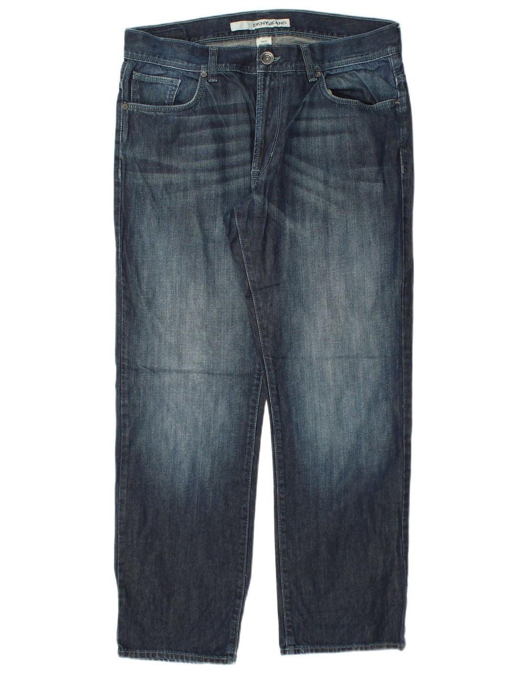 DKNY Mens Straight Jeans W34 L30 Navy Blue Cotton