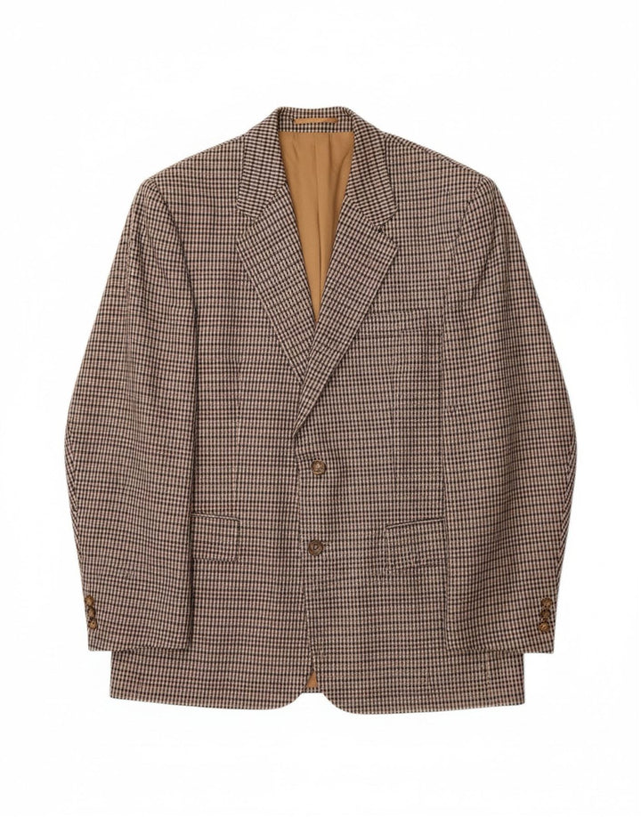 BURTON Mens Regular Fit Blazer Jacket UK 40 Large Beige Houndstooth