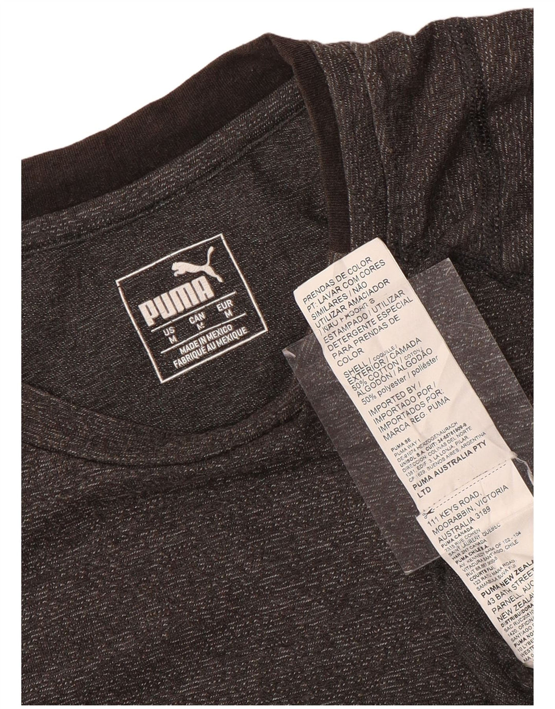 PUMA Mens Graphic T-Shirt Top Medium Grey Flecked Cotton