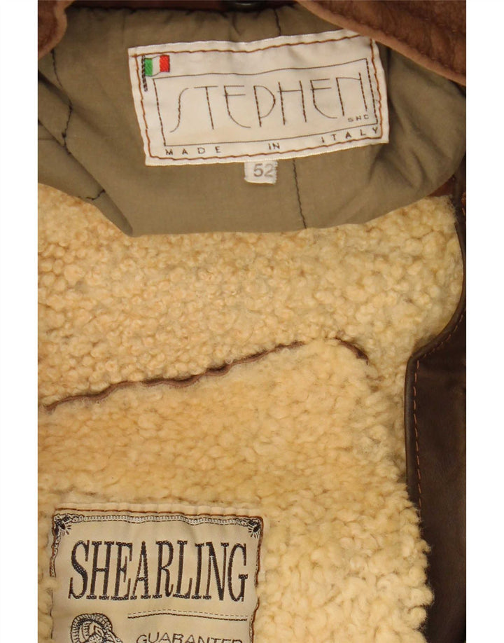 Jaqueta masculina Stephen Shearling IT 52 XL marrom colorblock