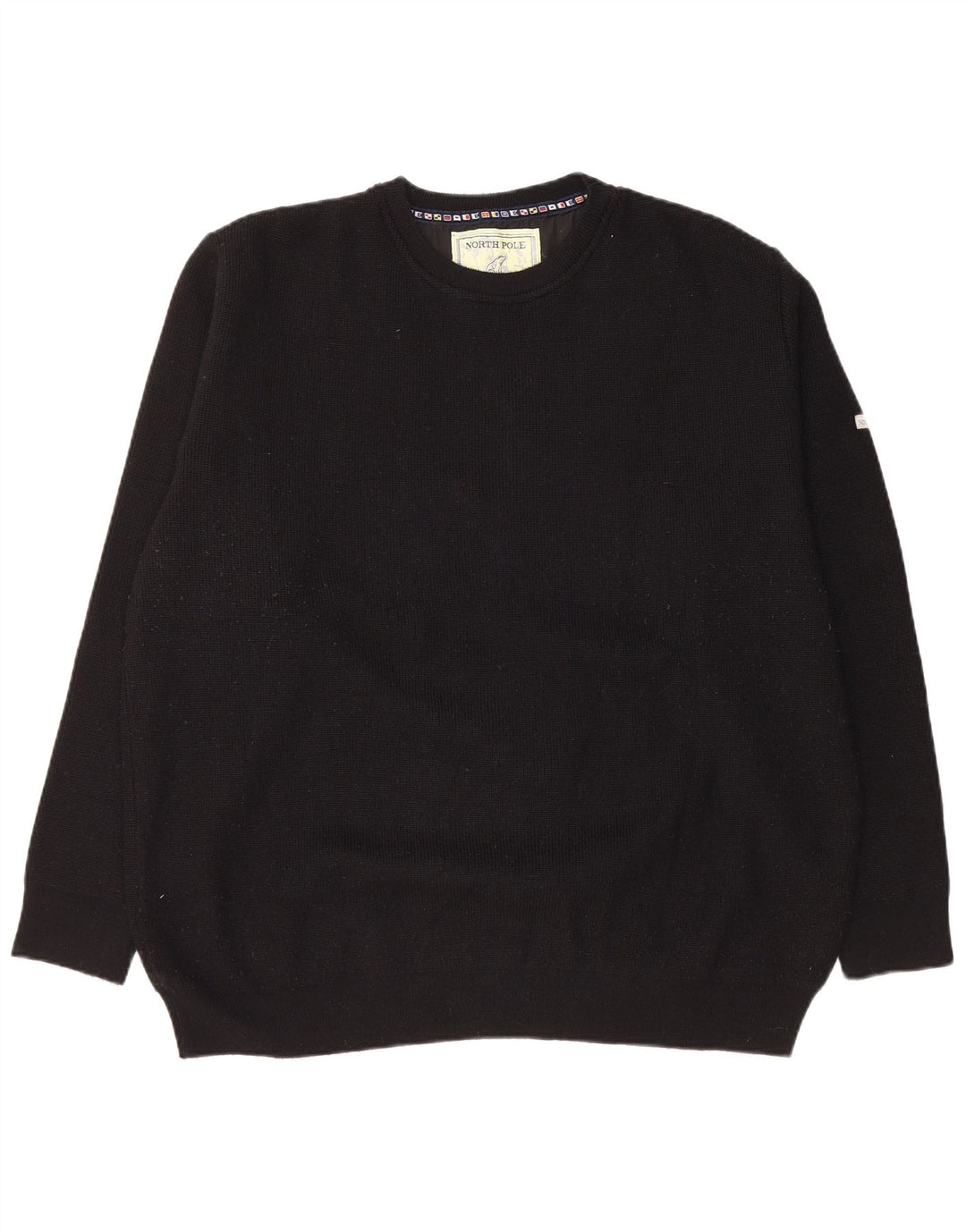 NORTH POLE Herren-Pullover mit Rundhalsausschnitt, 2XL, schwarze Wolle