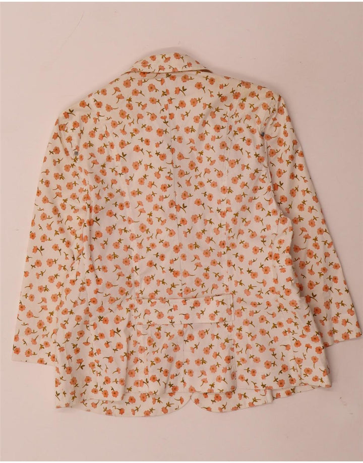 LUISA SPAGNOLI Womens 3 Button Blazer Jacket IT 44 Medium White Floral
