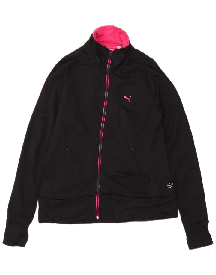 PUMA Womens Tracksuit Top Jacket UK 14 Medium Black Polyester