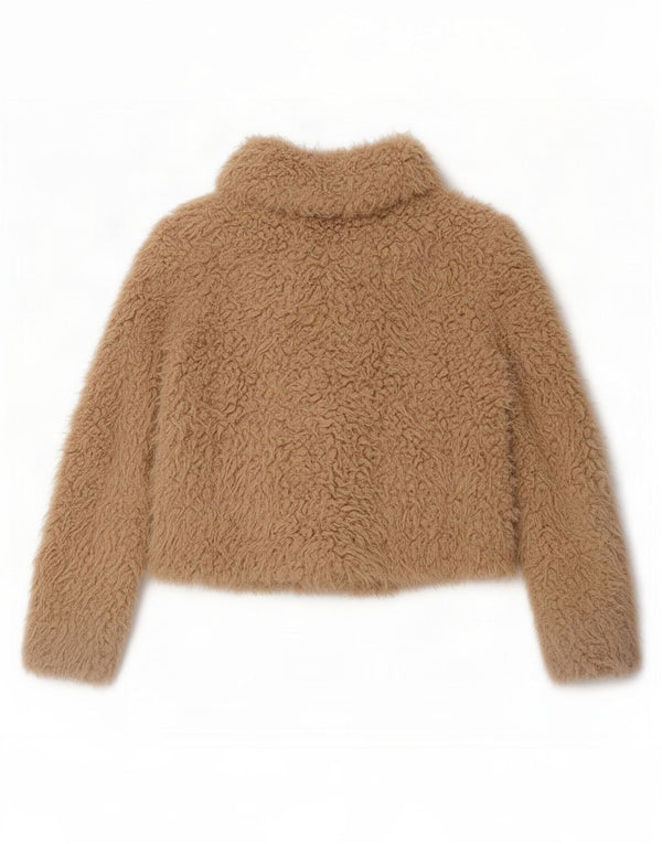 Zara Mujer Teddy Bear Bomber Jacket UK 40 Medium Beige