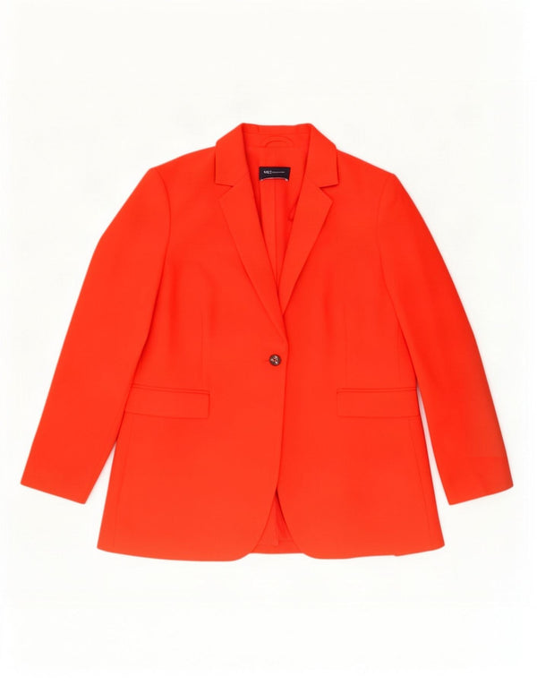 Marks & Spencer Womens 1 Button Blazer Jacket UK 16 Large Orange Polyester