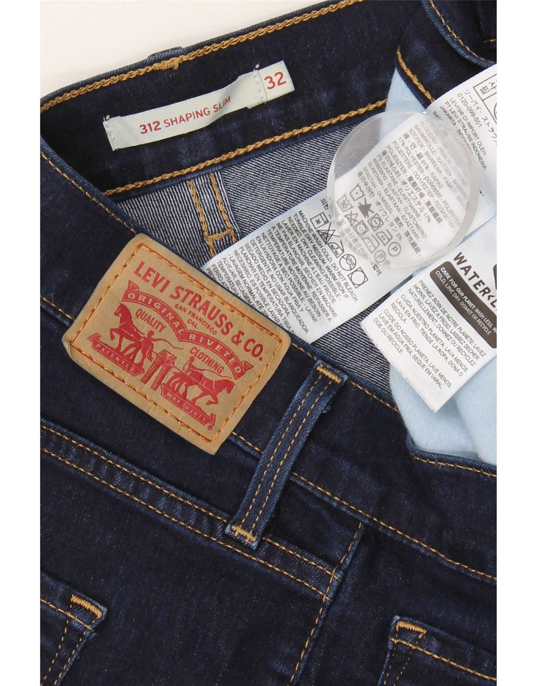 Levi's Womens 312 Shaping Slim Jeans W32 L32 Navy Blue Cotton
