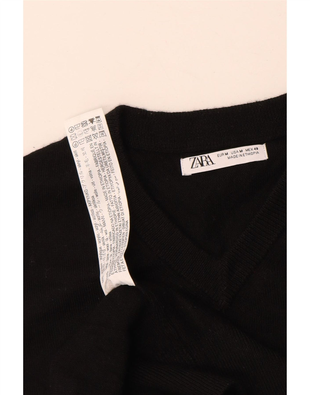 ZARA Herre V-hals sweater Medium Sort Akryl