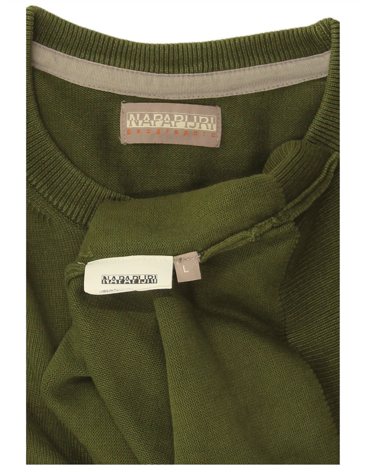 NAPAPIJRI Mens Crew Neck Jumper Sweater Large Khaki