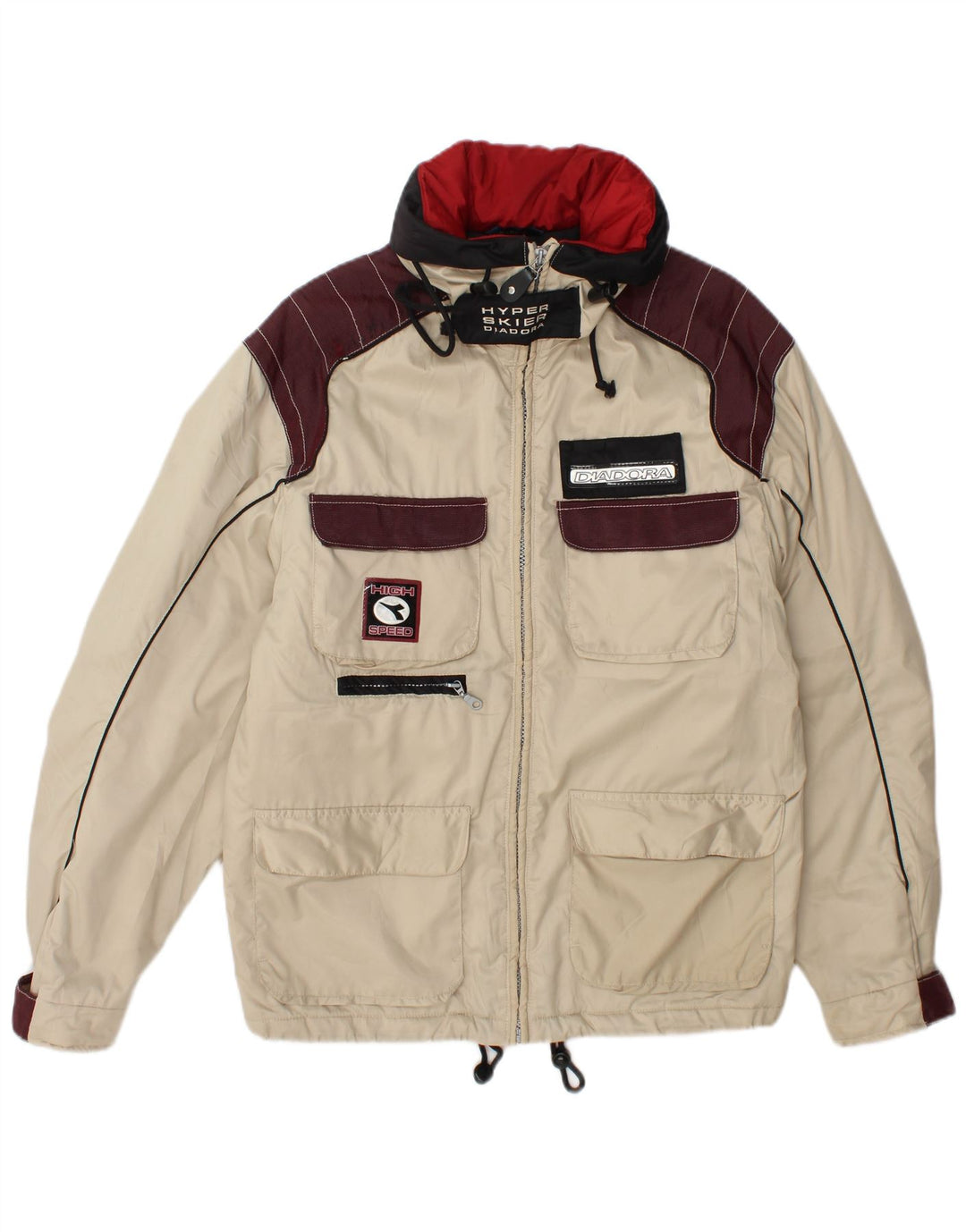 Diadora Mens Graphic Ski Jacket Small White Colourblock Polyester