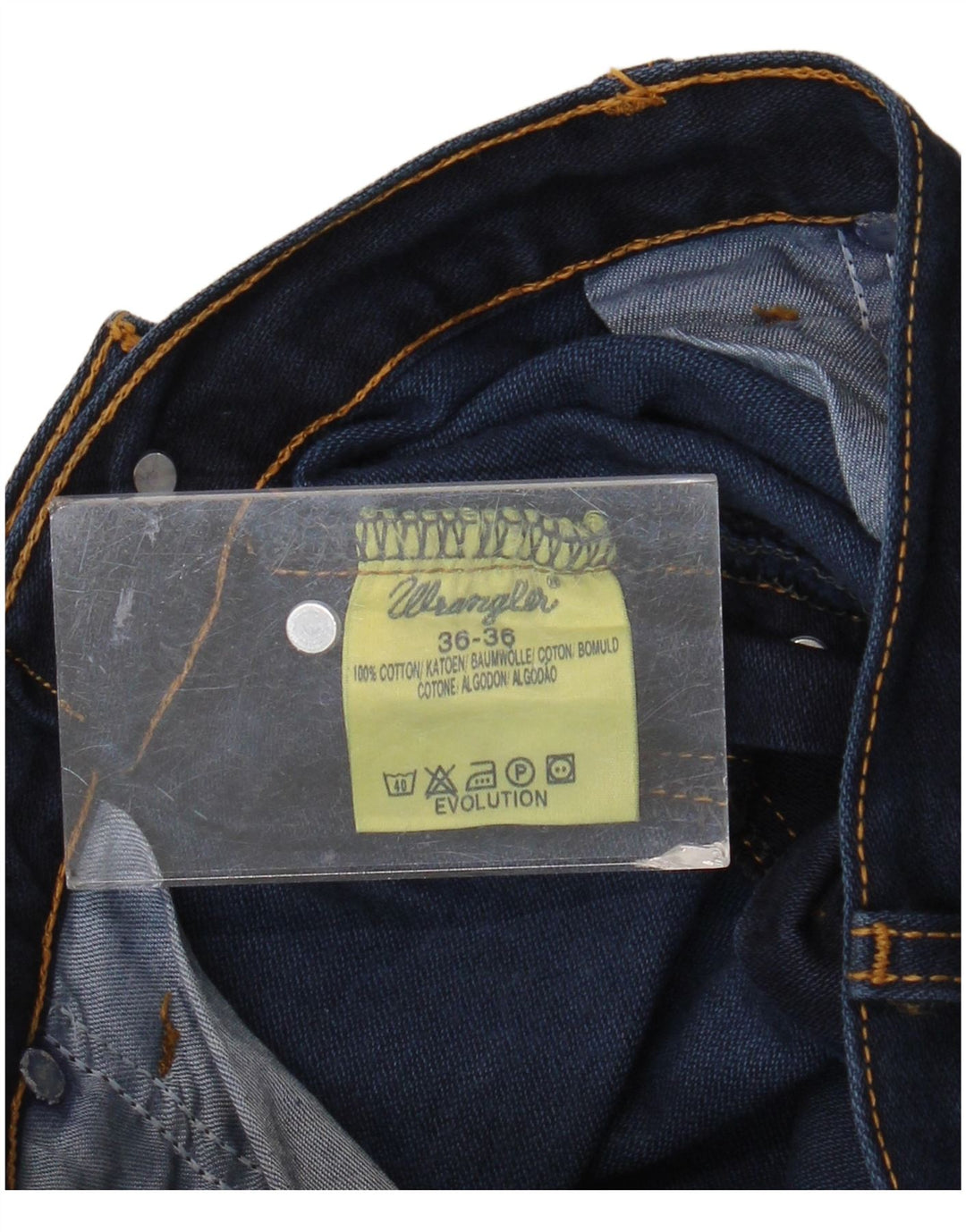 Wrangler Mens Evolution Straight Jeans W36 L32 Navy Blue Cotton