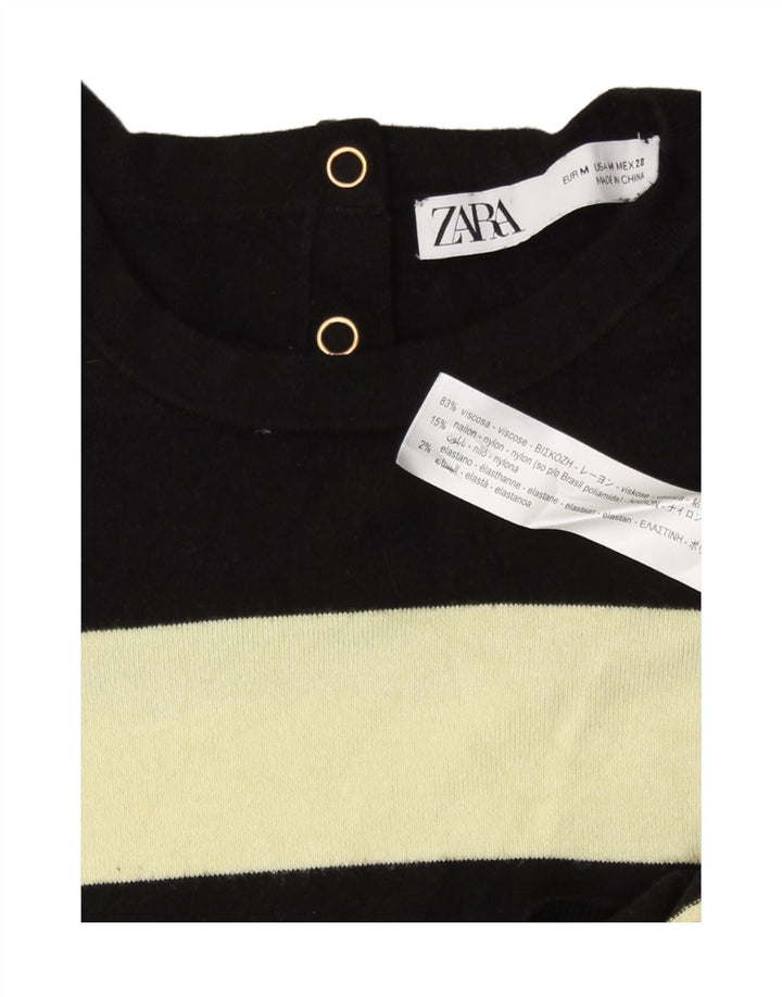 Zara Womens Crew Neck Jumper Sweater UK 12 Medium Black Colourblock