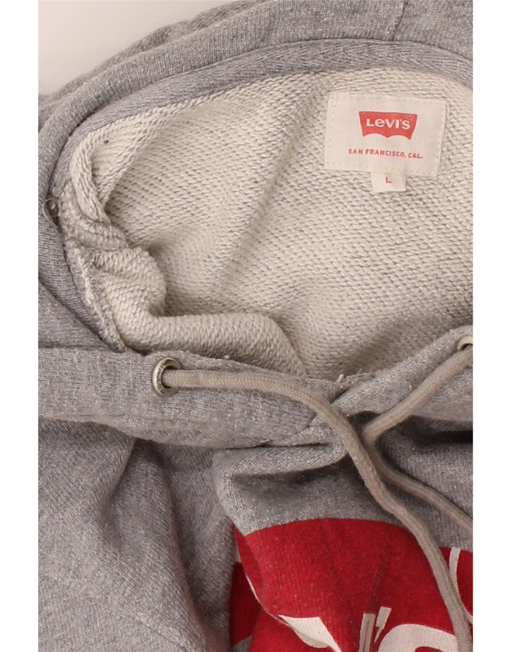 LEVI'S Mens Graphic Hoodie Jumper Large Grey Cotton Vintage Levi's and Second-Hand Levi's from Messina Hembry 